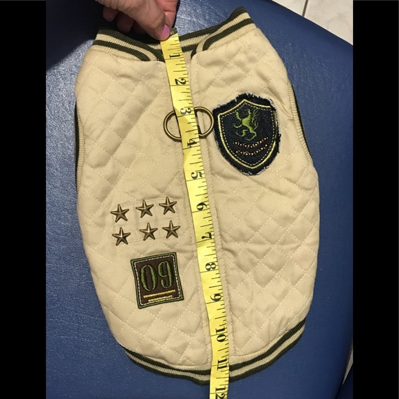 NWOT Beige twill quilted bomber jacket for dog - Picture 10 of 13
